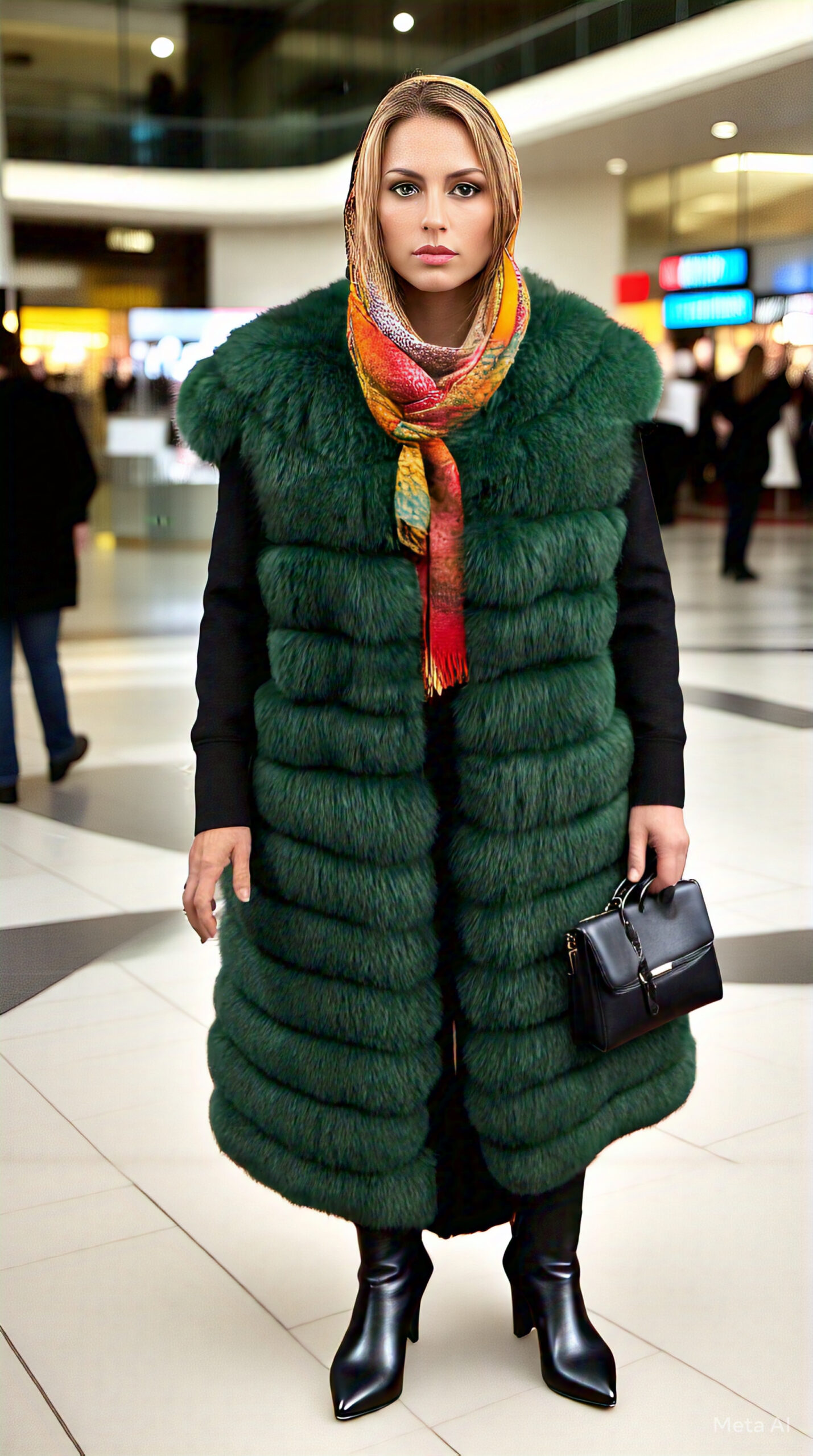 Green Long Fox Vest