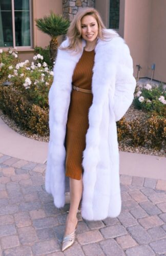 Full Length White Fox Coat Isabella Adkins