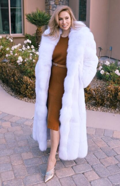 Full Length White Fox Coat Isabella Adkins