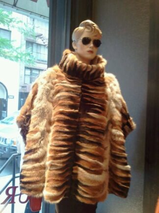 Multi Colored Fox Fur Poncho 323