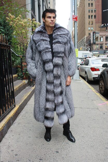 Classic Men's Canadian Silver Fox Fur Coat 234476 - Image 2