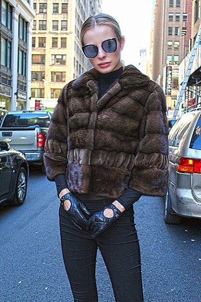 Demi Mink Fur Jacket with Sheared Mink Fur Trim 2075 - Image 7