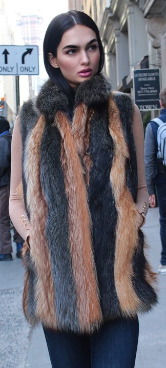 Striped Golden Raccoon Fur Vest 24399
