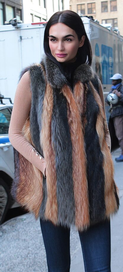 Striped Golden Raccoon Fur Vest 24399 - Image 2