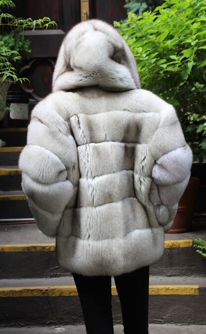 Fluffy Blue Fox Jacket Hood Horizontal 88833 - Image 6
