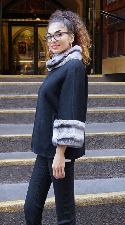 Cashmere Wool Cape Rex Rabbit Cuffs & Collar 64646 - Image 2