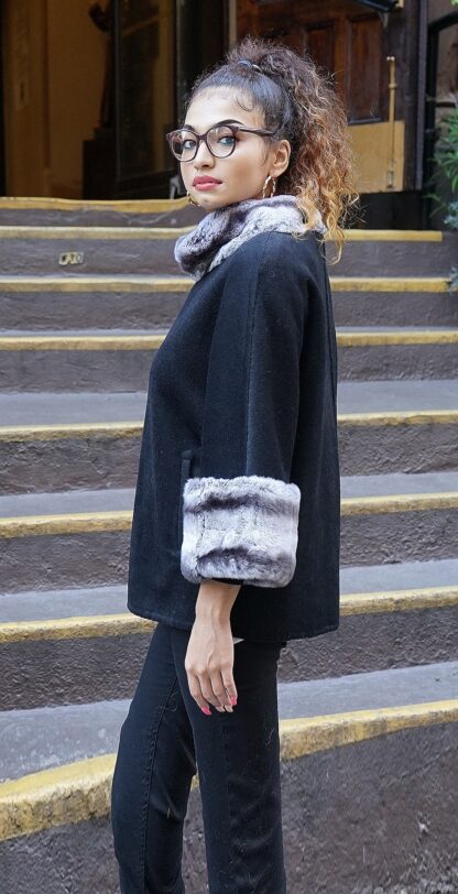 Cashmere Wool Cape Rex Rabbit Cuffs & Collar 64646 - Image 4