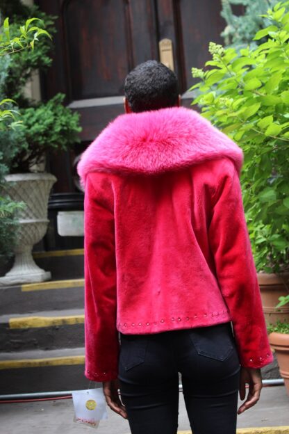 Zuki Fuchsia Sheared Beaver Jacket Fox Collar 88444 - Image 3