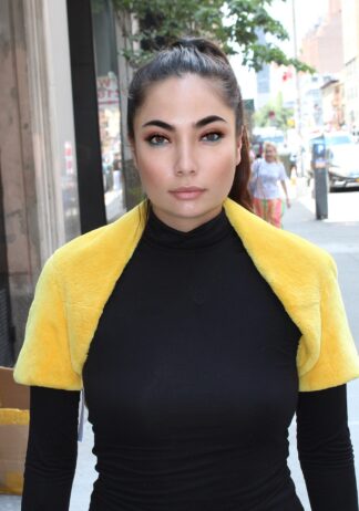 Zuki Yellow Sheared Beaver Shrug 8876