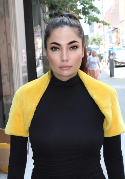 Zuki Yellow Sheared Beaver Shrug 8876