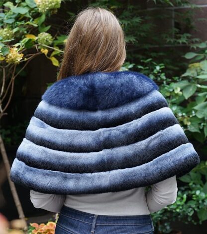 Stunning Blue Rex Rabbit Caplet Fox Trim 646464 - Image 5