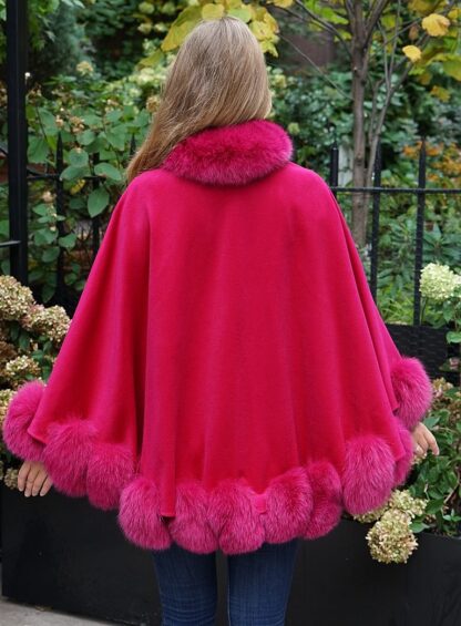 Fuchsia Cashmere Cape Fox Trim 74746 - Image 6