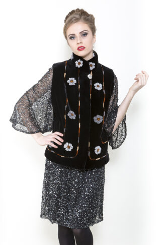 Zuki Onyx Neon Flower Sheared beaver Fur Vest B359