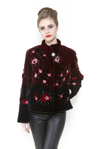 Zuki Furs Onyx Merlot Ladybugs Sheared Beaver Jacket B388