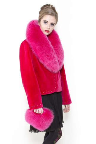 Zuki Pink Foxy Folly Sheared Beaver Fox Collar B388