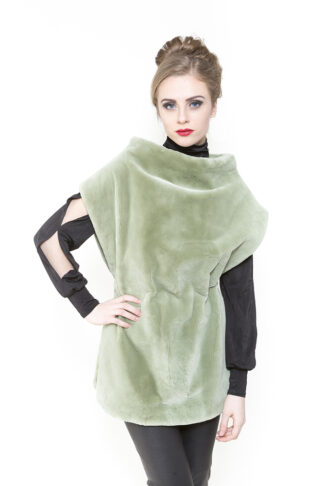 Zuki Green Aster Sheared Beaver Fur Vest B606