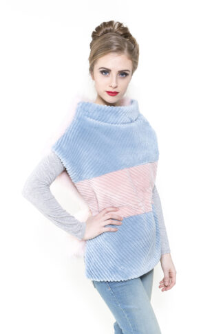 Zuki Pink Blue Venice Nights Sheared Beaver Vest