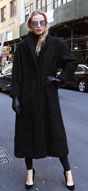 Black Persian Fur Coat Size 10-12 #1876