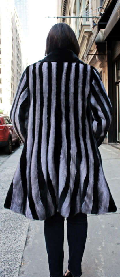 Black and Grey Mink Fur Princess Stroller Coat - Image 2