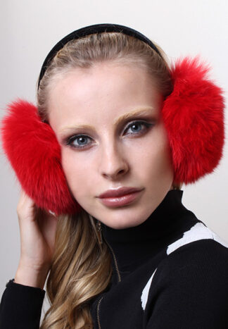 Bright Red Fox Fur Earmuffs 3036