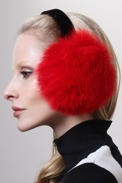 Bright Red Fox Fur Earmuffs 3036 - Image 2
