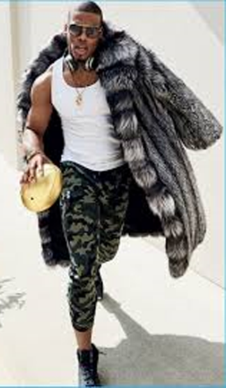 Celebrity Cam Newton Silver Fox Fur Coat