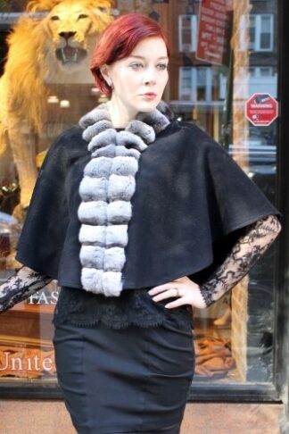 Cashmere Cape in Black Chinchilla Trim #902341