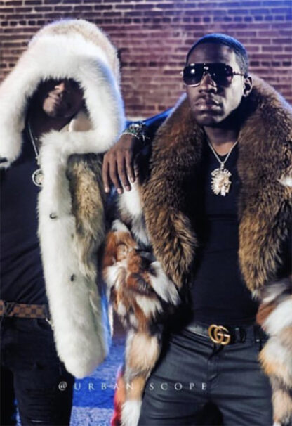 Young Dro Coyote Fur Jacket Fox Fur Trim Hood Fox Coat Fox Fur Collar