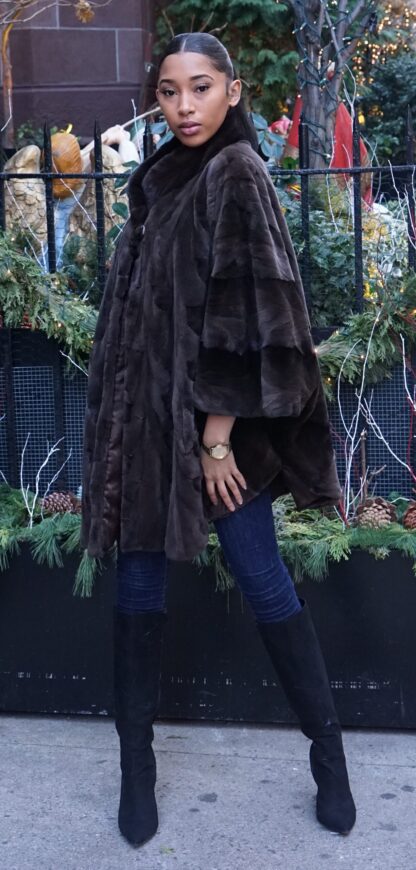 Brown Sheared Mink Poncho 43928 - Image 5