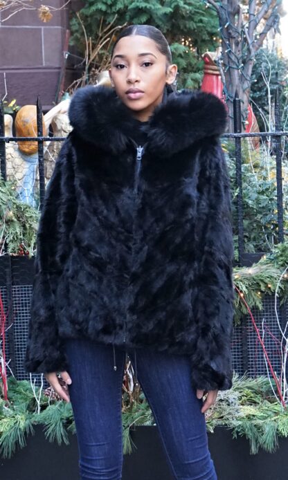 Ranch Mink Bomber Jacket Fox Trim 7333 - Image 6