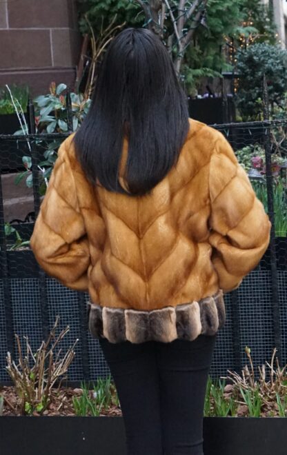 Whiskey Mink Jacket Chinchilla Trim 8844 - Image 4