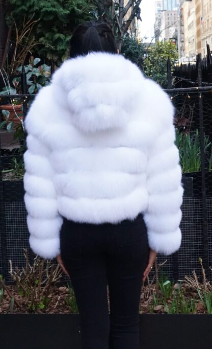 Fluffy White Fox Hoodie Jacket 8776 - Image 3