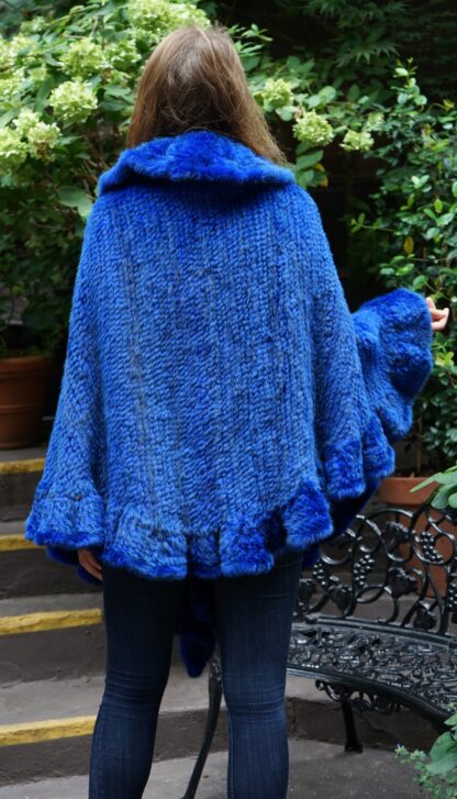Royal Blue Knit Mink Poncho Ruffles 44747 - Image 6