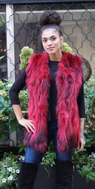 Burgundy Red Raccoon Vest Size 8-10 4848
