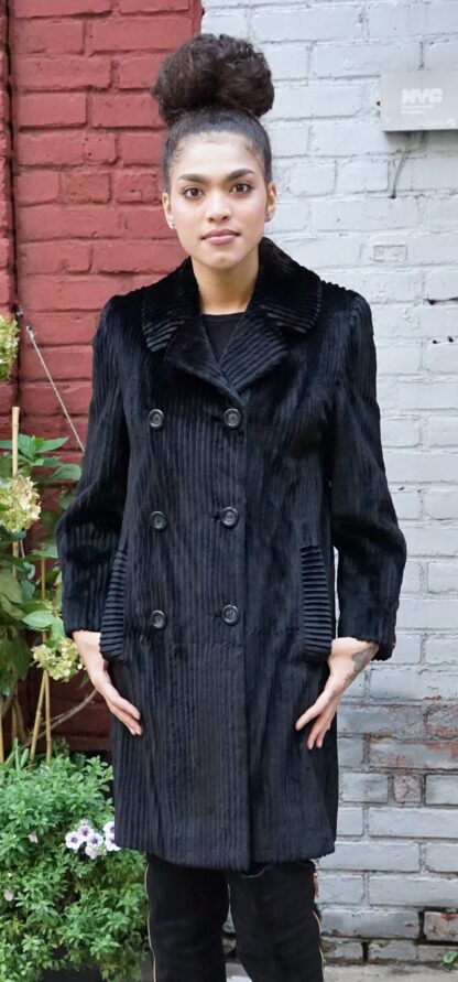 Pre-Owned Designer Black Sheared Mink Grooved Mink 88383 - Image 2