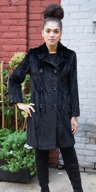 Pre-Owned Designer Black Sheared Mink Grooved Mink 88383