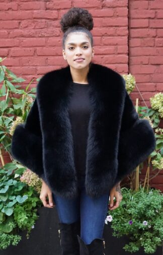 Black Mink Stole Fox Collar Trim 84747
