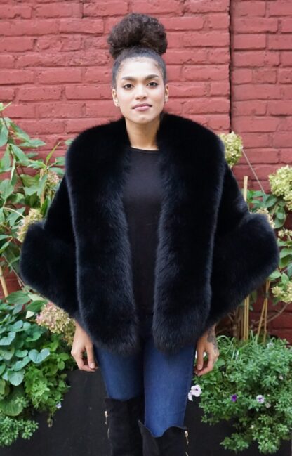 Black Mink Stole Fox Collar Trim 84747
