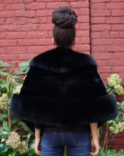 Black Mink Stole Fox Collar Trim 84747 - Image 3