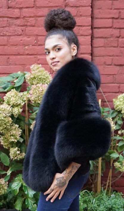 Black Mink Stole Fox Collar Trim 84747 - Image 4