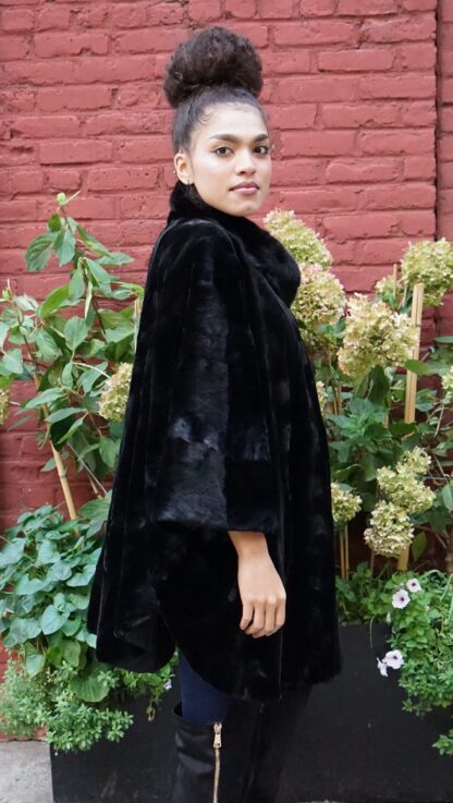 Black Sheared Mink Sculptured Cape 27272 - Image 2