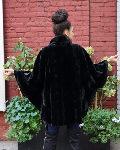 Black Sheared Mink Sculptured Cape 27272 - Image 3