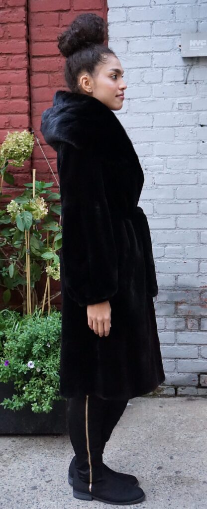 Pre-Owned Black Sheared Mink Stroller Hooded Stroller Size 6 4747 - Image 4