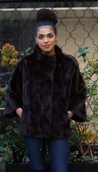 Casual Mahogany Mink Diamond Cut Jacket BA18827