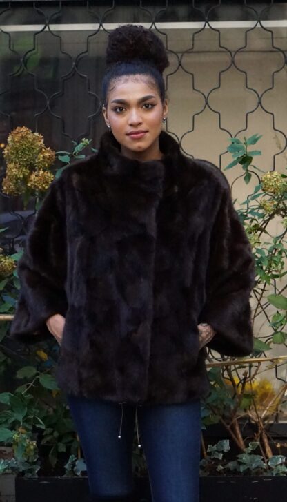 Casual Mahogany Mink Diamond Cut Jacket BA18827