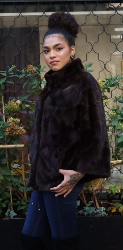 Casual Mahogany Mink Diamond Cut Jacket BA18827 - Image 5