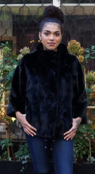 Casual Black Mink Diamond Cut Jacket B1283