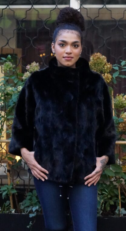 Casual Black Mink Diamond Cut Jacket B1283