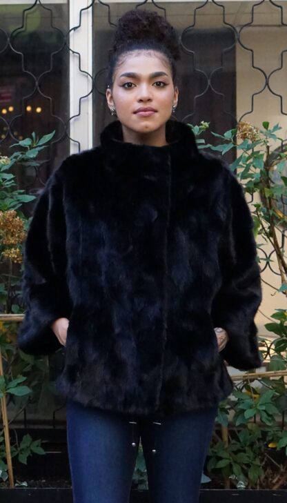 Casual Black Mink Diamond Cut Jacket B1283 - Image 3