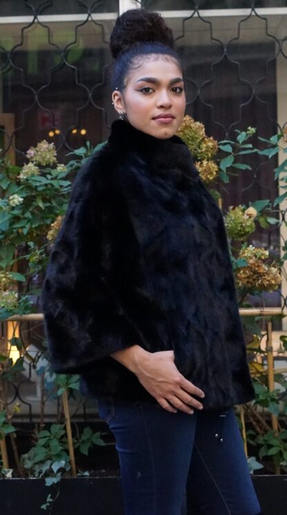Casual Black Mink Diamond Cut Jacket B1283 - Image 4